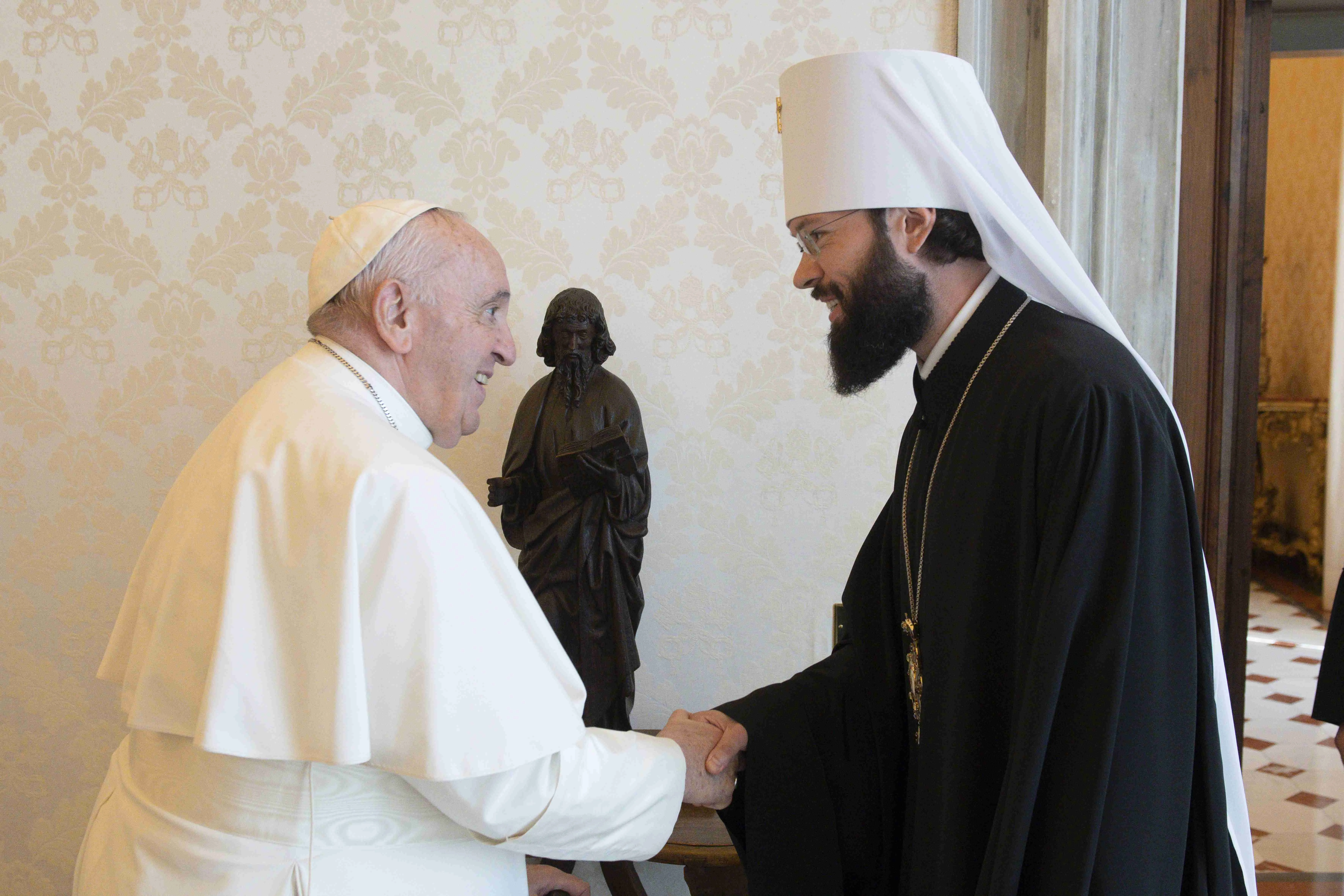 Pope Francis meets with Metropolitan Anthony of Volokolamsk at the Vatican, August 5, 2022. Vatican media