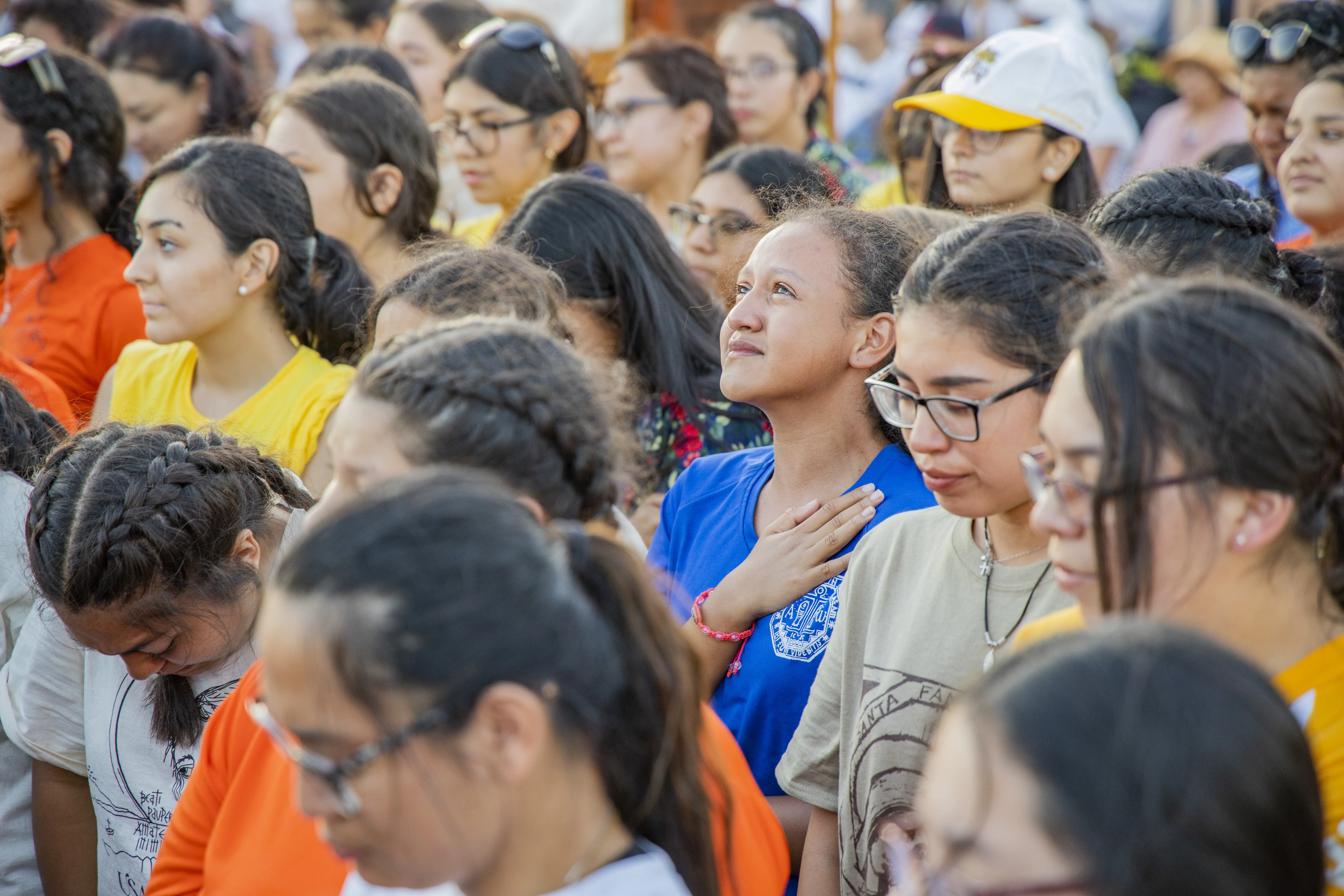Young Catholics praying on the Mount of Beatitudes, July 19, 2022. Courtesy photo / Neocatechumenal Way
