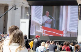 Pope Francis led the “Regina Caeli" on Monday, April 18, 2022, at St. Peter's Square. Daniel Ibáñez | CNA