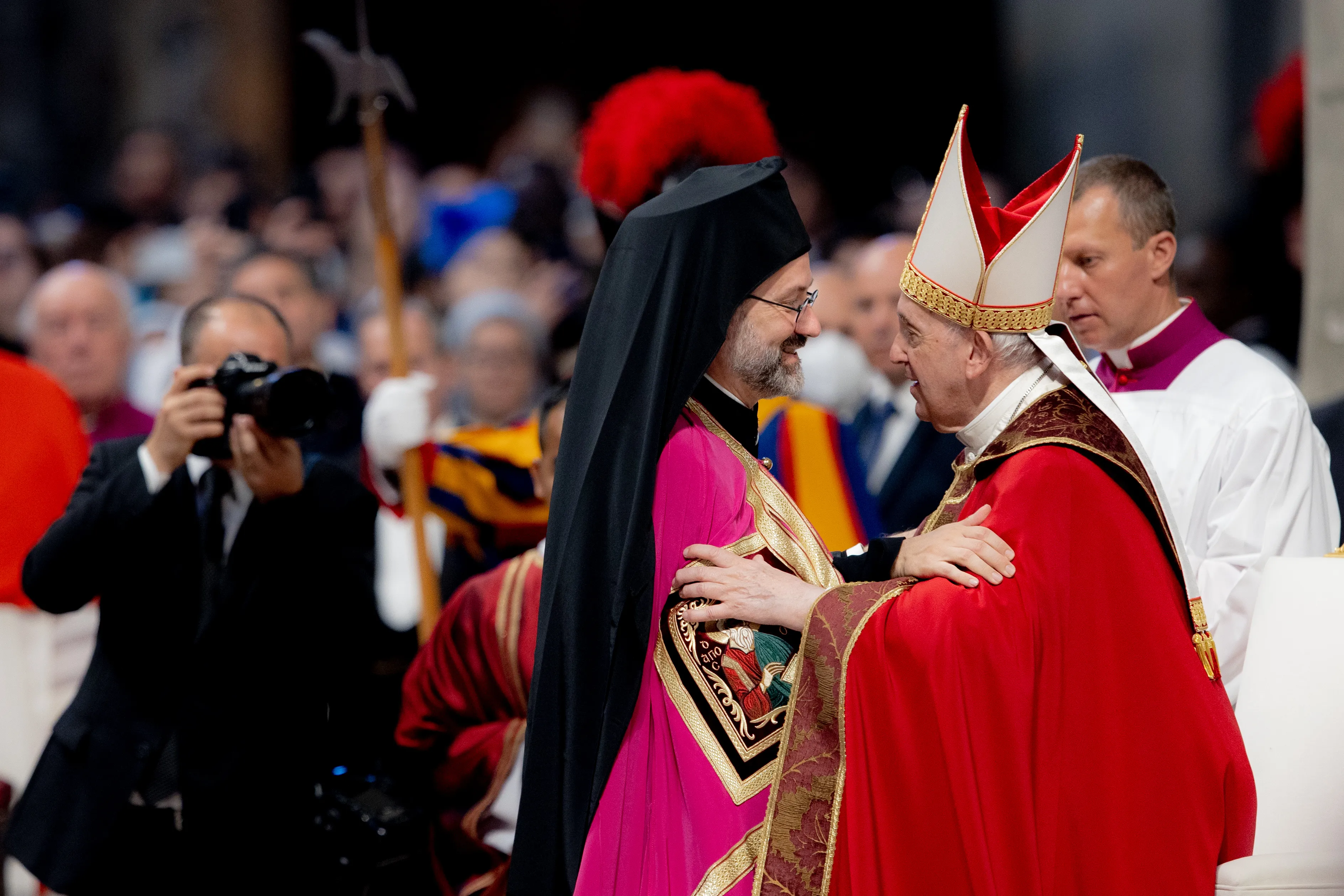 The ceremony on June 29, 2022, was attended by members of the Delegation of the Ecumenical Patriarchate of Constantinople and Pope Francis also blessed the pallia for the metropolitan archbishops appointed in the last year. Daniel Ibañez/CNA