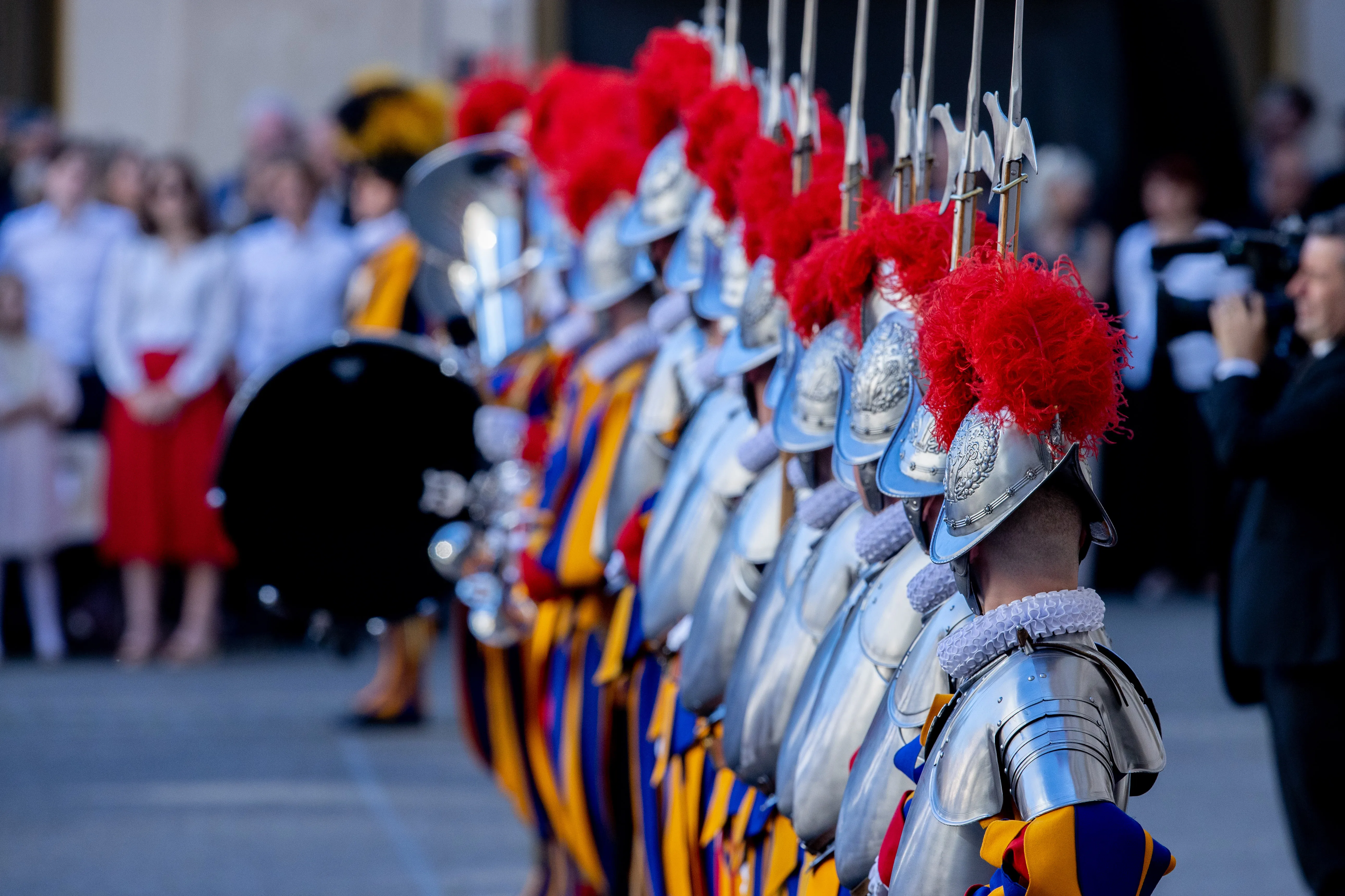 Twenty-three recruits were sworn-in to the Swiss Guard at the Vatican on May 6, 2023. Daniel Ibanez/CNA