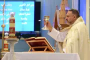 Father Charbel Mhanna offers Mass at Our Lady of the Rosa