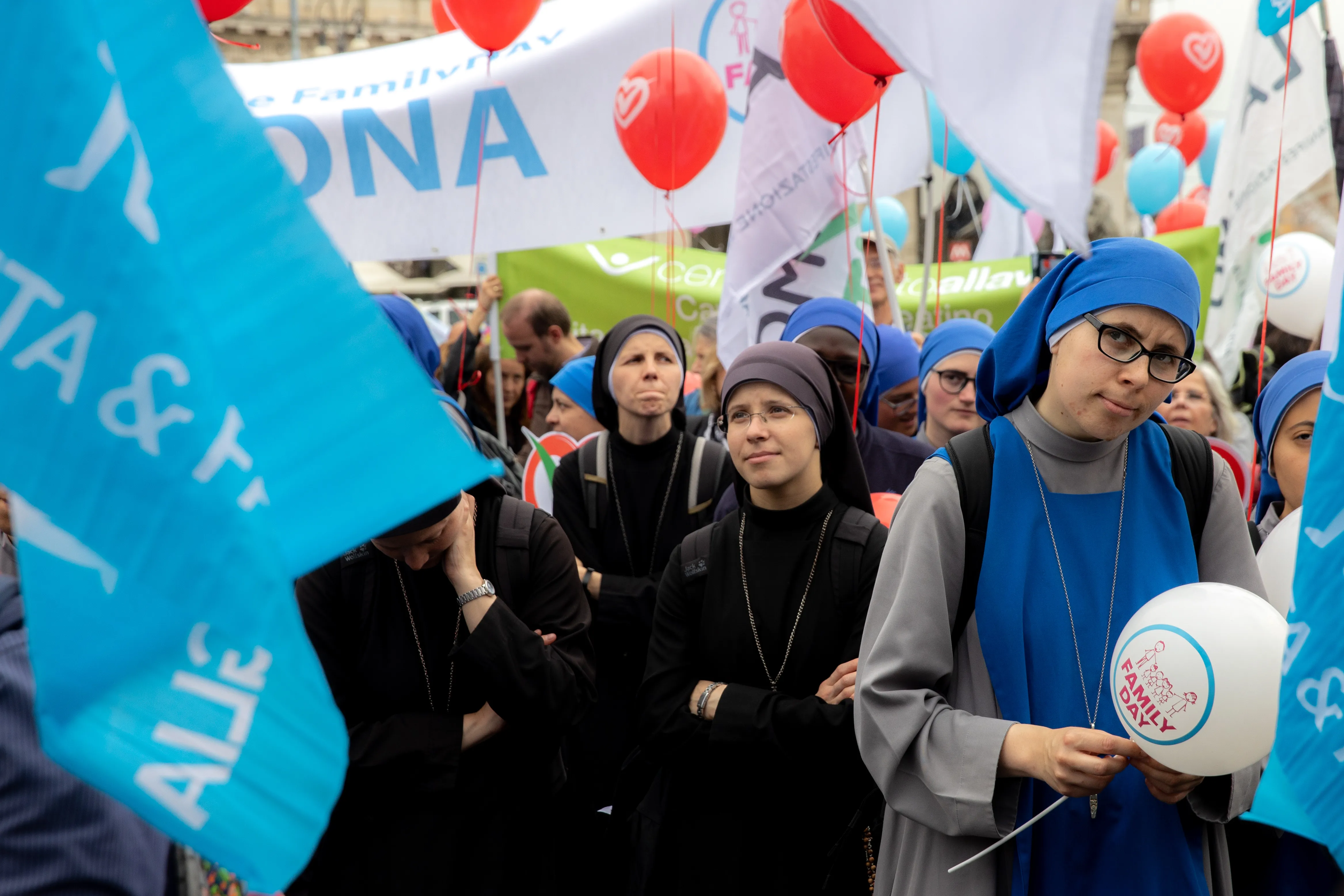 Young religious sisters attended Italy's national "Demonstration for Life" in central Rome on May 20, 2023. Daniel Ibanez/CNA