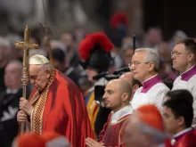 Pope Francis celebrates Mass on the feast of Sts. Peter and Paul, June 29, 2023.