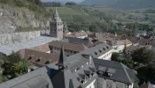 Aerial view of Saint-Maurice Abbey in the Valais region of Switzerland, Sept. 20, 2023.