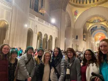 Sarah Achenbach (center left) and Heather Kramer (center right) traveled with other pilgrims from a pro-life Wisconsin group to the Vigil Mass for Life on Jan. 19, 2023, celebrated by Bishop Michael Burbidge of Arlington, Virginia, at the Basilica of the National Shrine of the Immaculate Conception in Washington, D.C.
