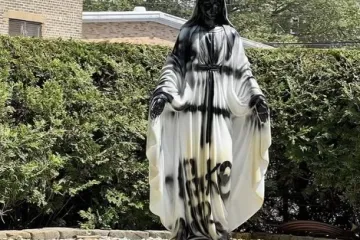 Vandalized statue of Bessed Mother