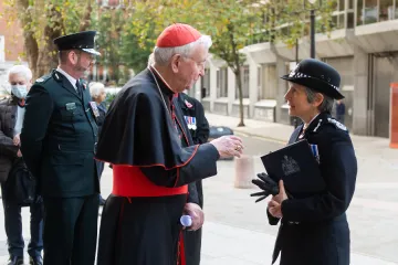 Cardinal Vincent Nichols and London police chief Cressida Dick meet outside of Westminster Cathedral, Nov. 9, 2021