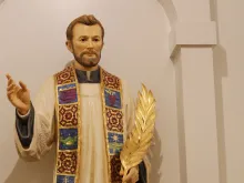 A statue of Blessed Stanley Rother at the new shrine in his honor in Oklahoma City.