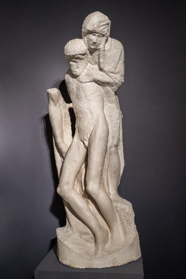 A perfect cast of Michelangelo's unfinished Rondanini Pietà, on display at the Museo dell'Opera del Duomo in Florence, Italy. Museo dell'Opera del Duomo