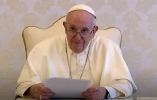 Pope Francis delivers a Laudato Si' video message May 24, 2021. Screenshot