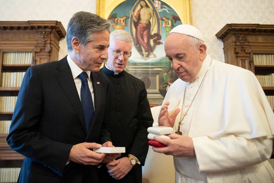 Pope Francis met Secretary Antony Blinken at the Apostolic Palace on June 28, 2021. / Vatican Media/CNA