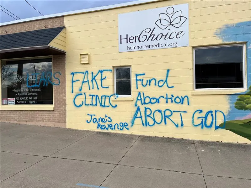 The Bowling Green Pregnancy Center in Bowling Green, Ohio, was vandalized in a “Jane’s Revenge” graffiti attack on April 15, 2023.?w=200&h=150