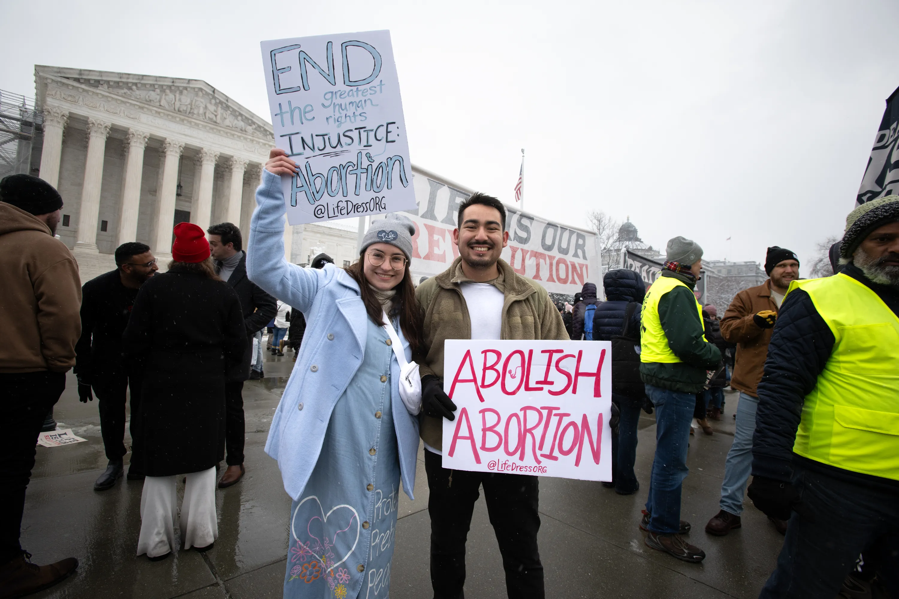 Alejandro Macias and his girlfriend, Angelique Clark, both came from Las Vegas to attend the March for Life on Jan. 19, 2024. Credit: Jeffrey Bruno