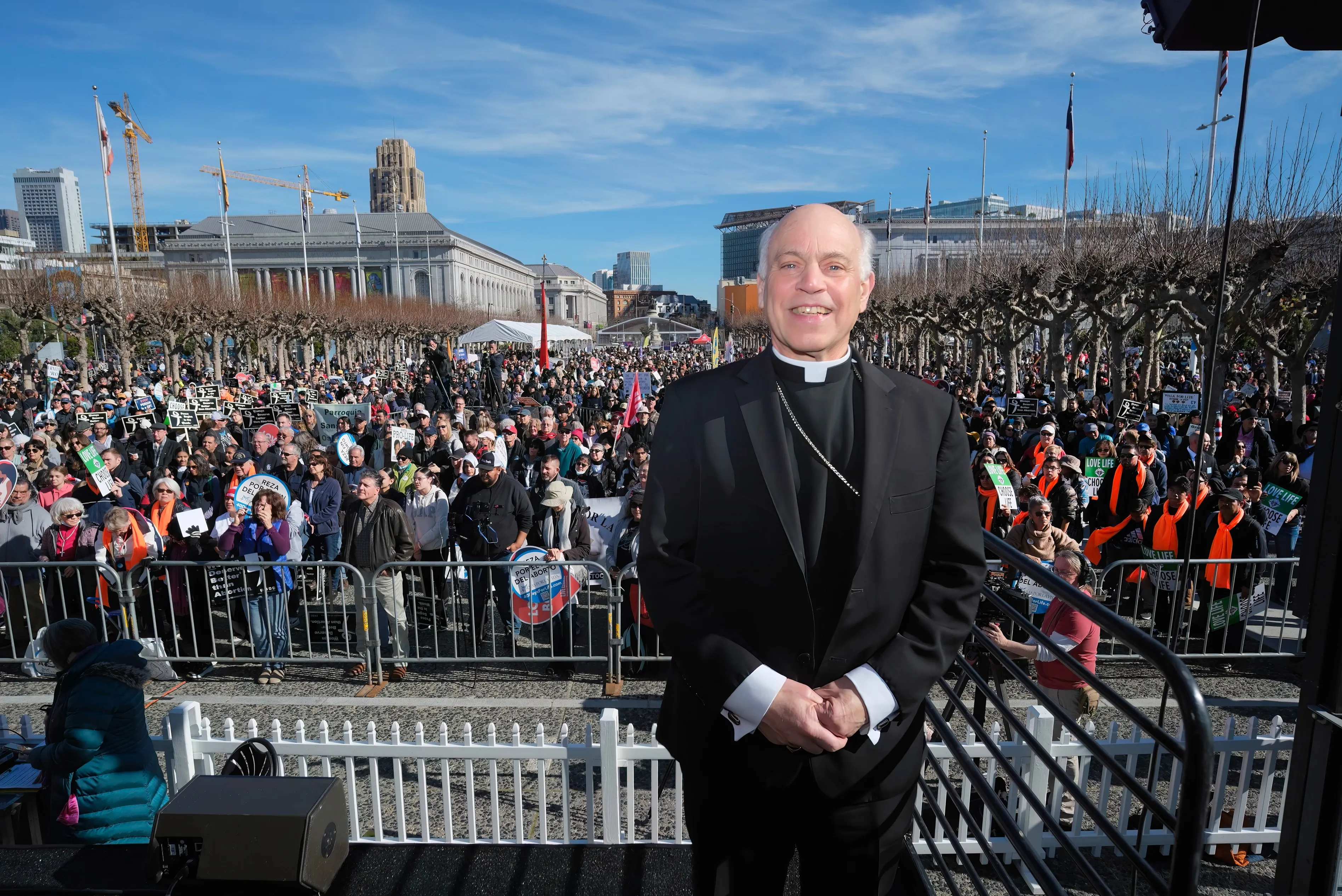 Archbishop Salvatore Cordileone at the San Francisco walk for life on Jan. 21, 2023. Credit: Dennis Callahan