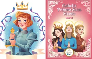 An illustration by Fabiola Garza (left) and the cover of Ascension Press' book, "Catholic Princess Saint Stories, Volume I." Images courtesy of Fabiola Garza and Ascension Press