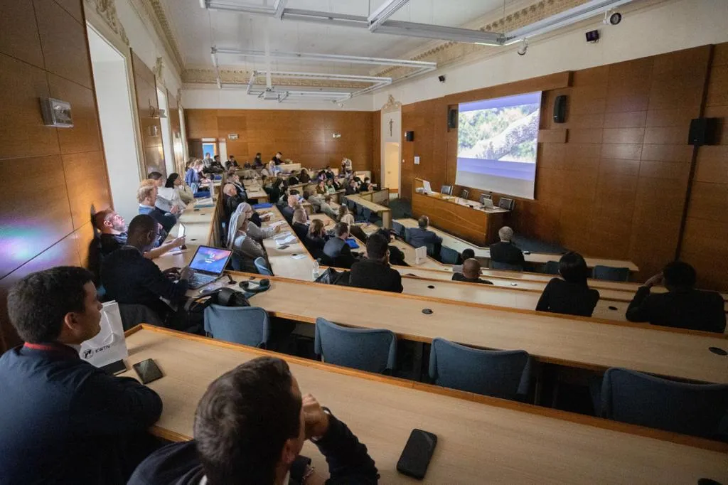 Audience members watch the film “Faith of Our Fathers” at the Pontifical University of the Holy Cross in Rome on May 2, 2023. Credit: EWTN Ireland