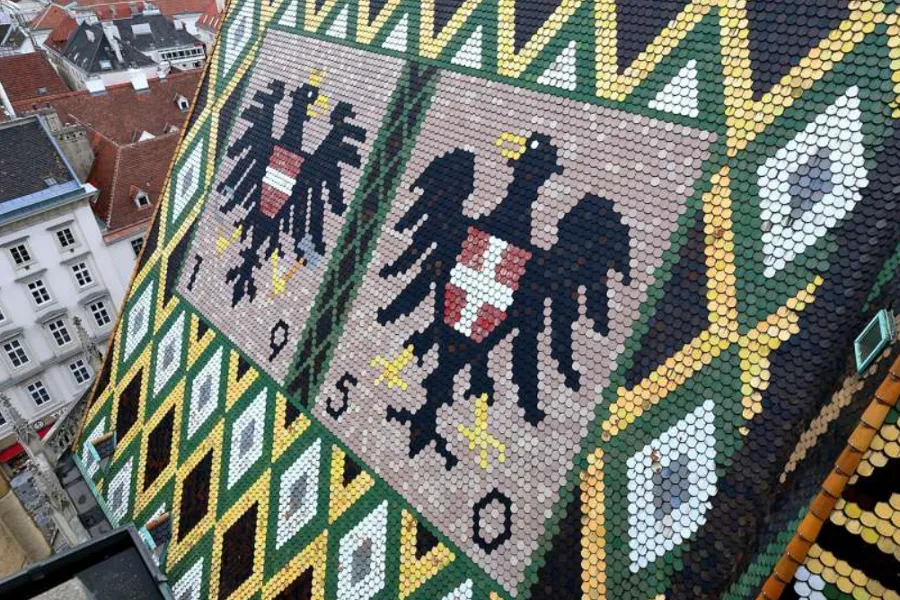The coat of arms of Austria and Vienna on the Albertine choir roof of St. Stephen’s Cathedral.?w=200&h=150