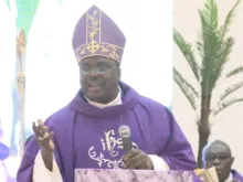 Bishop Emmanuel Badejo of Oyo preaches the homily at the funeral of the Owo Pentecost massacre victims, June 17, 2022.