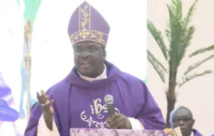 Bishop Emmanuel Badejo of Oyo preaches the homily at the funeral of the Owo Pentecost massacre victims, June 17, 2022. Screenshot/Diocese of Ondo