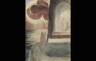 William Blake's 'Dante and Virgil before the Angelic Guardian of the Gate of Purgatory' (1826-7) public domain
