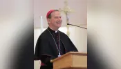 Bishop Michael Burbidge of the Diocese of Arlington, Virginia, speaks at Philadelphia’s Eucharistic Congress on Sept. 30, 2023. 