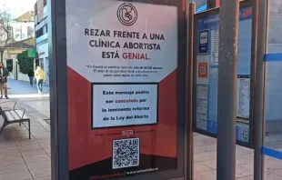 A pro-life ad at a bus stop in Spain. ACDP