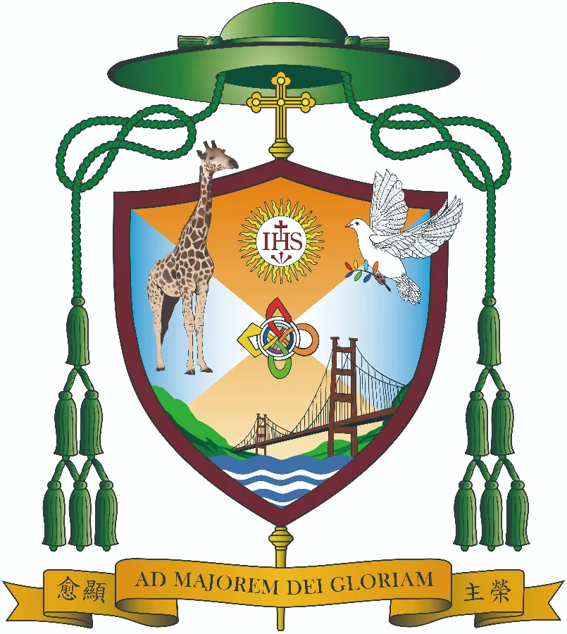 The coat of arms of Bishop Stephen Chow Sau-yan of Hong Kong. Catholic Diocese of Hong Kong.