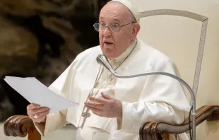 Pope Francis speaks at his general audience in Paul VI Hall on Jan. 18, 2023. Daniel Ibanez/CNA