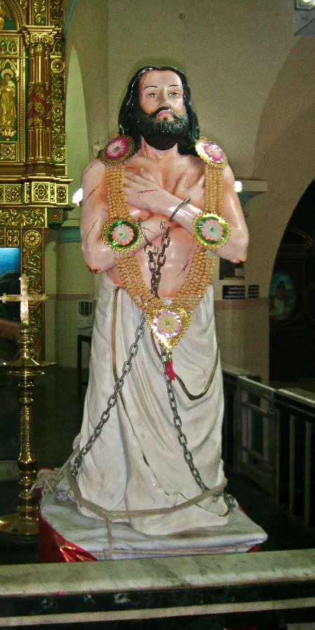 A statue of Bl. Devasahayam Pillai at St. Francis Xavier Cathedral, Kottar, India. Kumbalam via Wikimedia (CC BY-SA 3.0).