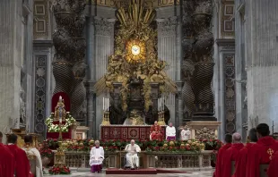 Pope Francis delivered his homily from a wheelchair in front of the main altar of St. Peter's Basilica on June 5, 2022. Vatican Media