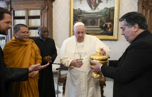 Pope Francis meets a Buddhist delegation from Cambodia on Jan. 19, 2023. Credit: Vatican Media