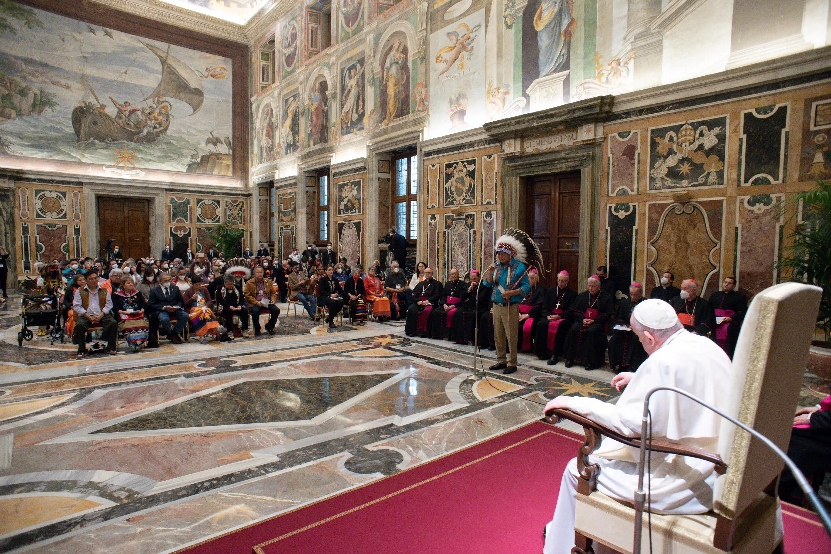 Pope Francis meets Canadian Indigenous leaders at the Vatican on April 1, 2022.?w=200&h=150