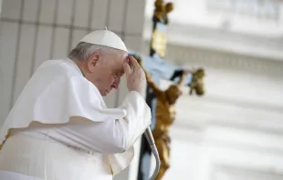 Pope Francis prays in St. Peter's Square on March 8, 2023. Vatican Media