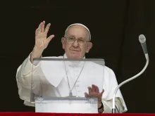 Pope Francis speaks during his Angelus address on Sept. 17, 2023.