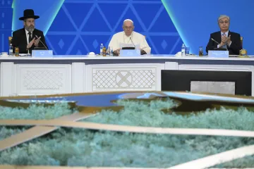 Pope Francis speaking at the 7th Congress of Leaders of World and Traditional Religions in Nur-Sultan (Astana), Kazakhstan