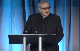 Father Robert Spitzer, SJ, delivers the opening keynote address at the inaugural Wonder Conference on Jan. 13, 2023. Credit: Word on Fire/Screenshot