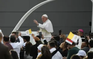 Pope Francis celebrates Mass in the Franso Hariri Stadium in Erbil, Iraq, March 7, 2021. Vatican Media