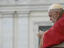 Pope Francis presides over the funeral Mass for Pope Emeritus Benedict XVI in St. Peter's Square on Jan. 5, 2023.
