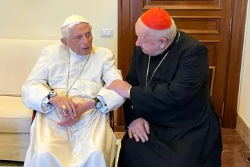 Cardinal Stanisław Dziwisz visits Pope emeritus Benedict XVI at the Vatican on April 27, 2022