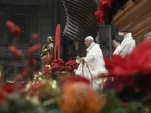 Pope Francis offers Christmas Mass in St. Peter's Basilica on Dec. 24, 2021