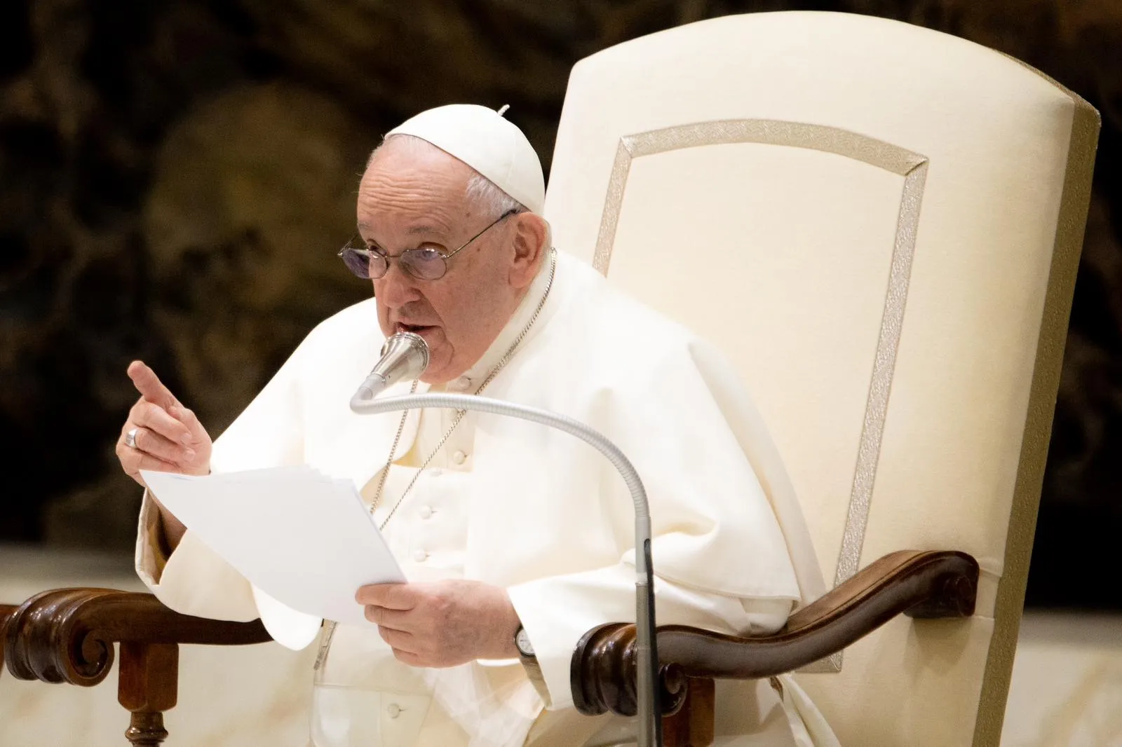 Pope Francis speaks during his weekly general audience on Ash Wednesday Feb. 22, 2023.?w=200&h=150