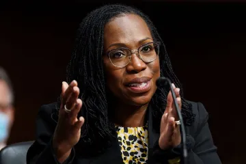GETTY Ketanji Brown Jackson, nominated to be a US Circuit Judge for the District of Columbia Circuit, testifies before a Senate Judiciary Committee hearing on pending judicial nominations on Capitol Hill in Washington,DC on April 28, 2021.