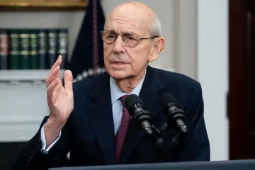 US Supreme Court Justice Stephen Breyer announces his retirement in the Roosevelt Room of the White House, in Washington, DC, Jan. 27, 2022.