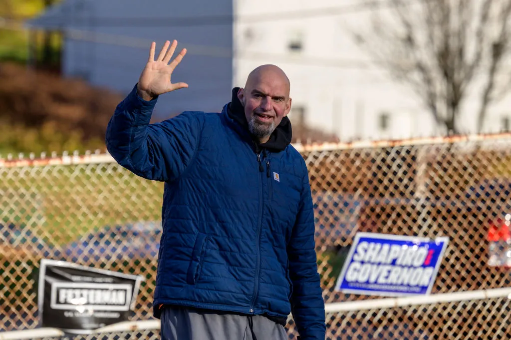 Democrat U.S. Senate candidate John Fetterman arrives to cast his ballot at New Hope Baptist Church in Braddock, Pennsylvania, on Nov. 8, 2022.?w=200&h=150