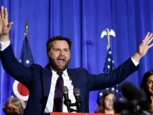 J.D. Vance gestures as he speaks during the Ohio Republican Party election night watch party reception in Columbus, Ohio, on Nov. 8, 2022. Vance, the best-selling "Hillbilly Elegy" author, won a contentious race for Ohio's open U.S. Senate seat on Nov. 8, 2022, networks projected.