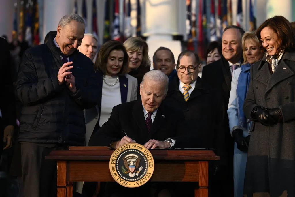 President Joe Biden signs the Respect for Marriage Act on the South Lawn of the White House in Washington, D.C. on Dec. 13, 2022.?w=200&h=150