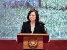 Taiwan's President Tsai Ing-wen speaks during a press conference at the presidential office in Taipei on Dec. 27, 2022.