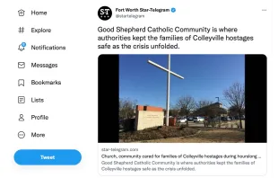 Good Shepherd Catholic Community Parish in Colleyville, Texas. Screen shot of Twitter post