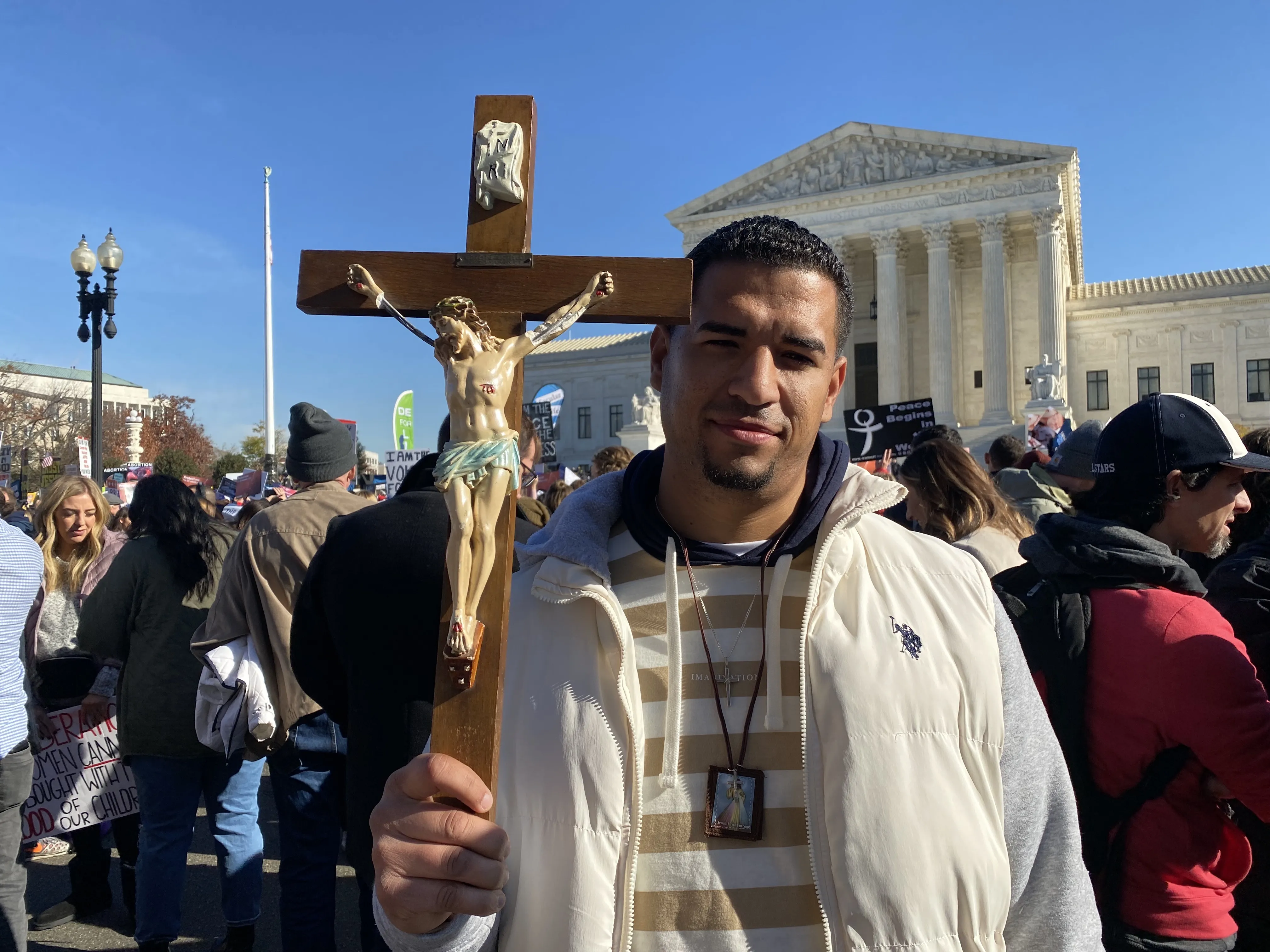 Juanito Estevez, from Freeport, a village on Long Island, New York, at a pro-life rally outside the U.S. Supreme Court on Dec. 1, 2021. Katie Yoder/CNA